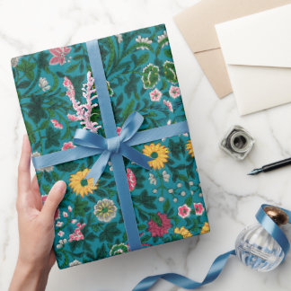 Grönt botaniskt mönster Wrapping Papper Presentpapper