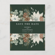 Grönt botaniskt vattenfärgdatum spara datumet