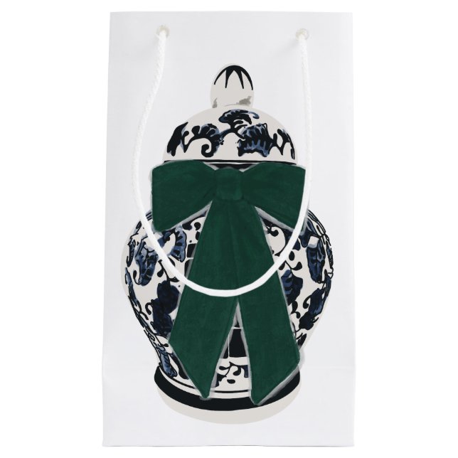 Grönt Bow Chinoiserie Vas Gift Bag (Framsidan)