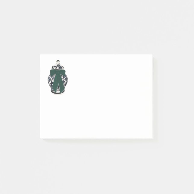 Grönt Bow Chinoiserie Vas Post-it Notes (Framsida)