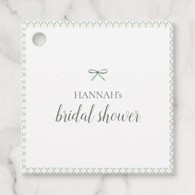 Grönt Bow Grandmillenial Möhippa Gåvor Etiketter (Framsida)