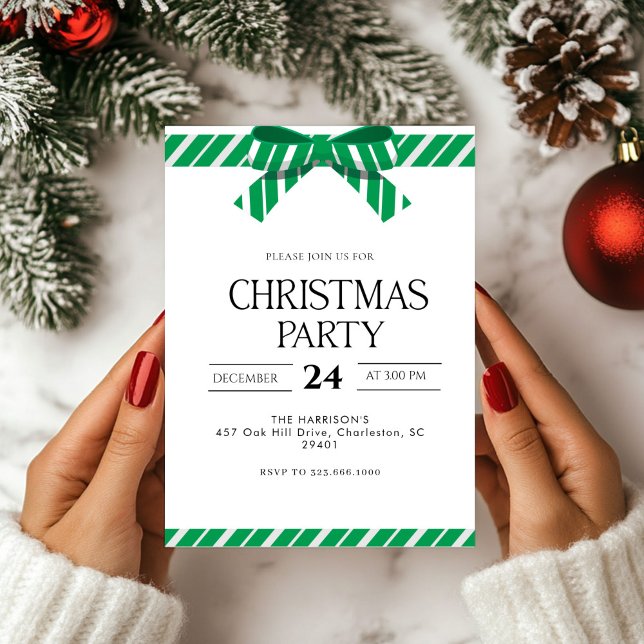 Grönt Bow-Helgdag julmiddag Inbjudningar (Skapare uppladdad)