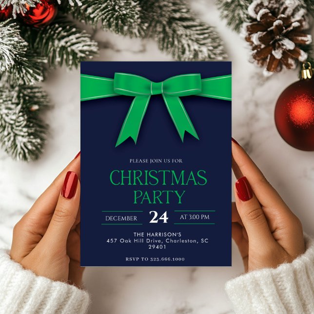 Grönt Bow-Helgdag julmiddag Inbjudningar (Skapare uppladdad)