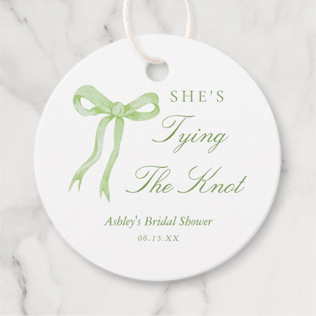 Grönt Bow Hon Gifter sig Möhippa Gåvor Etiketter (Framsida)