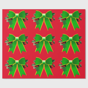Grönt Bow med Papper fyllning av rött kudde Presentpapper