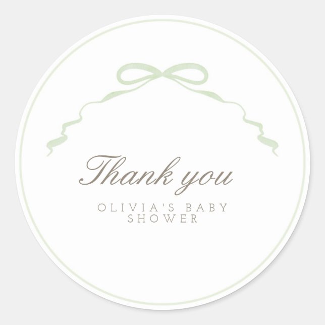 Grönt Bow Sticker Runt Klistermärke (Framsida)