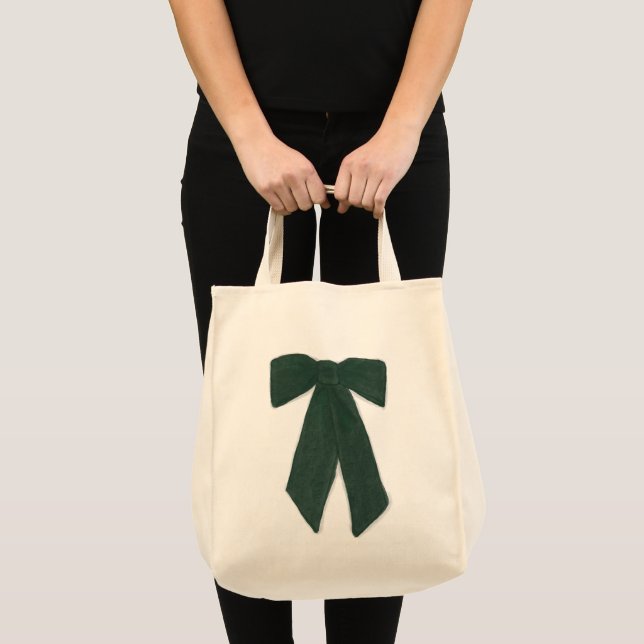 Grönt Bow Tote Bag Tygkasse (Framsida (produkt))