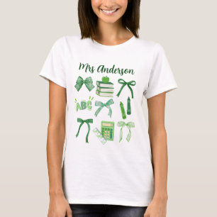 Grönt Bows Elementary Teacher St patrick's day T Shirt