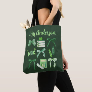 Grönt Bows Elementary Teacher St patrick's day Tygkasse