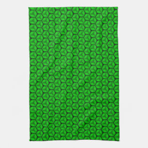 Grönt Boxes Geometric Hexagon Mönster Tea Towel Kökshandduk