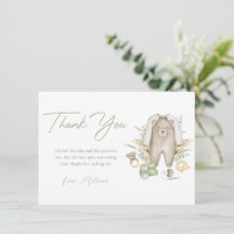 Grönt Boy Boho Baby Shower Tack för ditt kort