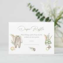 Grönt Boy Shower Diaper Raffle Card