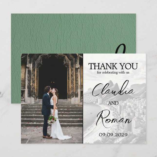 Grönt Brasilien Passport Tack Kort (Fram/baksida)