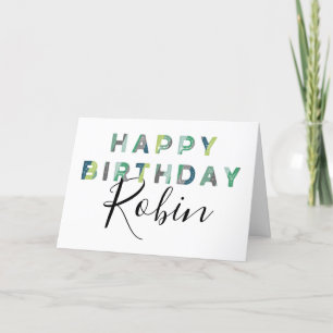 Grönt Brev Simple Stil Personlig Birthday Kort
