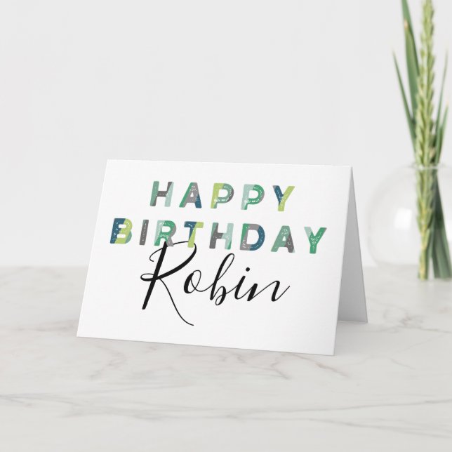 Grönt Brev Simple Stil Personlig Birthday Kort (Framsida)