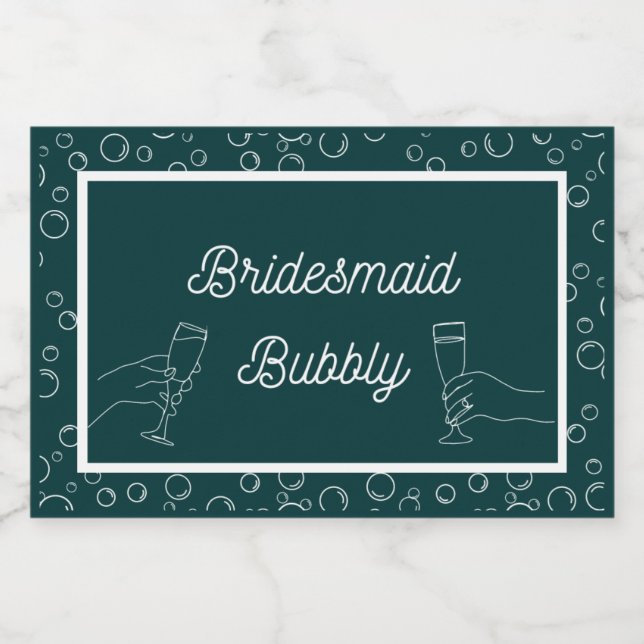 Grönt Bridesmaid Bubly Mini Sparkling Vin Lab (Enkel etikett)