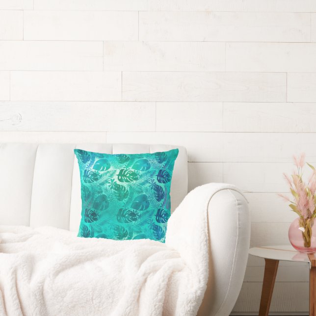 GRÖNT BRIGHT TROPICAL HANDFLATAN PILLOW KUDDE (Soffa)