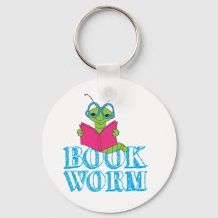 Grönt Brilliant Tecknad Bookworm Bok Mask Nyckelring