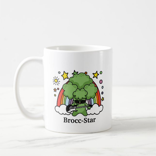 Grönt Broccoli Brocc, Rockstjärna Kaffemugg (Vänster)