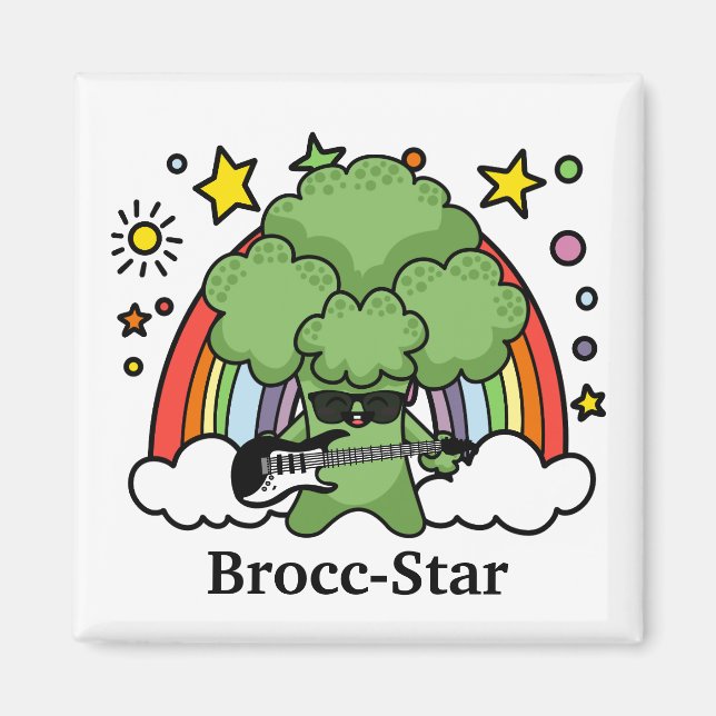 Grönt Broccoli Brocc, Rockstjärna Magnet (Framsidan)