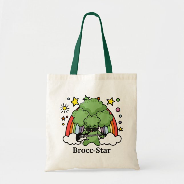 Grönt Broccoli Brocc, Rockstjärna Tygkasse (Framsidan)