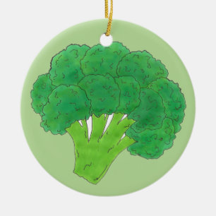 Grönt Broccoli Bunch Vegetable Foodie Julgransprydnad Keramik