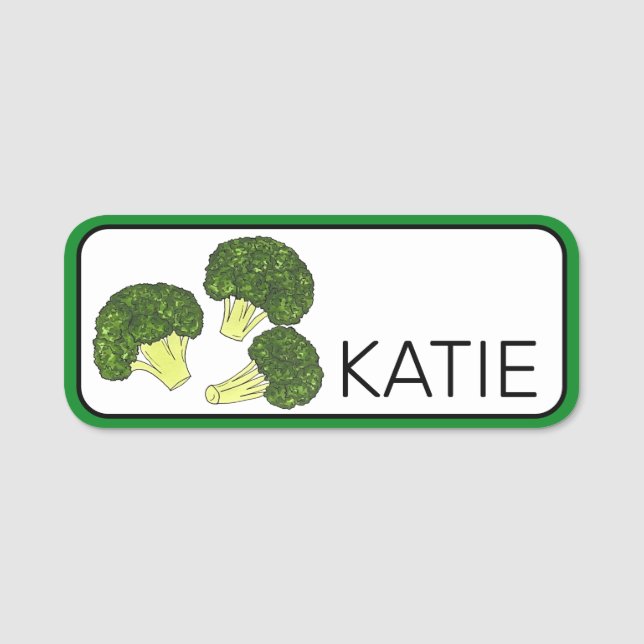 Grönt Broccoli Florets Spears Vegetable Garden Veg Namnbricka (Framsida)