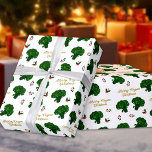 Grönt Broccoli Merry Vegan-jul Presentpapper<br><div class="desc">Den här julklappen som omsluter pappra har en broccoli med ljus.</div>