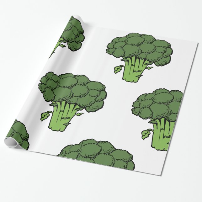 Grönt Broccoli Presentpapper (Utrullad)