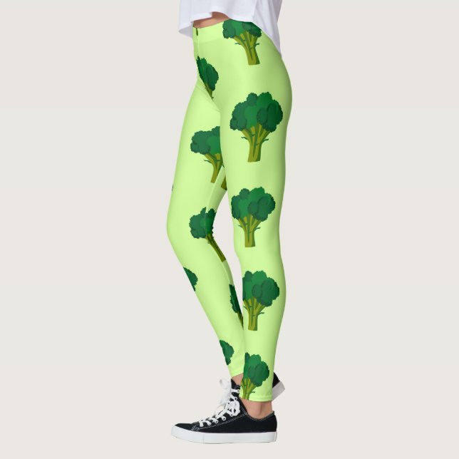 Grönt Broccoli Vegetable Healthy Eating Veggie Leggings (Vänster)