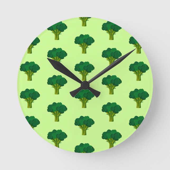 Grönt Broccoli Vegetable Healthy Eating Veggie Rund Klocka (Framsida)