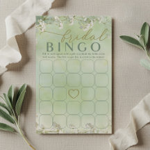 Grönt Bröllespel med Vilda Blommor Bingo