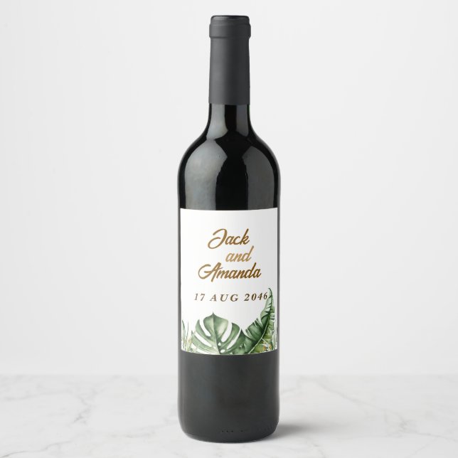 Grönt Bröllop-dekanalen Vin Flaska Vinflaska Etikett (Framsida)
