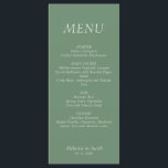 Grönt Bröllop Flat Menu Meny<br><div class="desc">Elegant Grönt Flat Menu Card (storlekt 4 x 9 tum) Om du vill ha matchande objekt följer du länken https://www.zazzle.com/collections/elegant_green_foliage_collection_a162-119317613690062708 eller skriva A162 i sökrutan i butiken. I fodral behöver du anpassa dig. Kontakta mig gärna szdesigns2021@gmail.com</div>