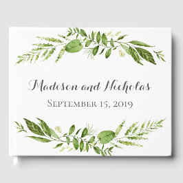 Grönt Bröllop Guest Bok, Rustic Greenery Gästböcker