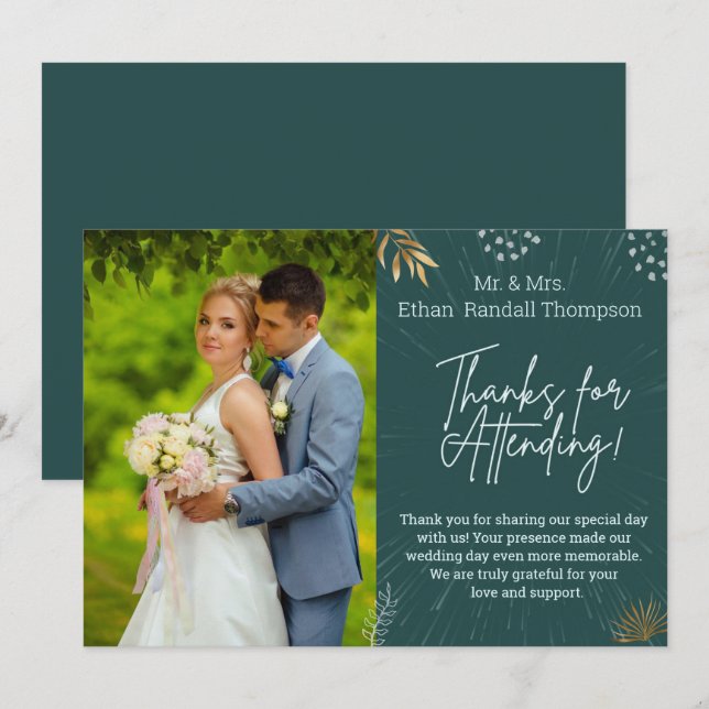 Grönt Bröllop par Photo Tack Flat Card Kort (Fram/baksida)