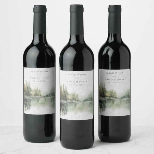 Grönt Bröllop Vinflaska Etikett (Flaskor)