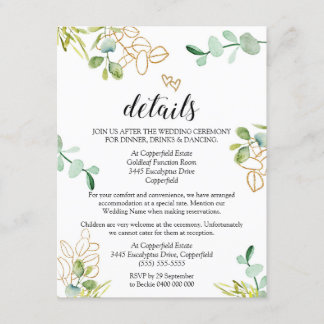 Grönt Bröllopsdetaljer Bifogad Kort Eukalyptus
