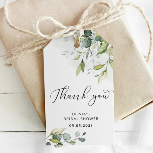 Grönt bröllopsdusch tack tag presentetikett (Skapare uppladdad)