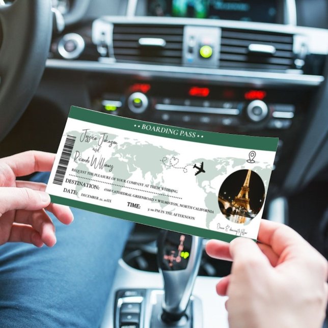 Grönt Bröllopsinbjudan Bordning biljett Inbjudningar (Skapare uppladdad)