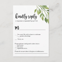 Grönt bröllopsinbjudan RSVP-kort botaniskt Inbjudningar