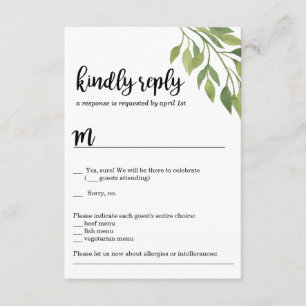 Grönt bröllopsinbjudan RSVP-kort botaniskt Inbjudningar