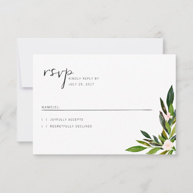 Grönt bröllopsinbjudan Set RSVP-kort OSA Kort (Framsida)