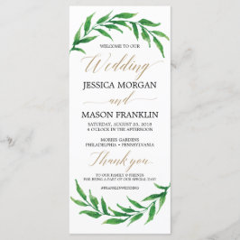 Grönt bröllopsprogram - Ceremoniprogram Program