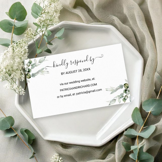 Grönt bröllopswebbplats online RSVP Tilläggskort (Skapare uppladdad)