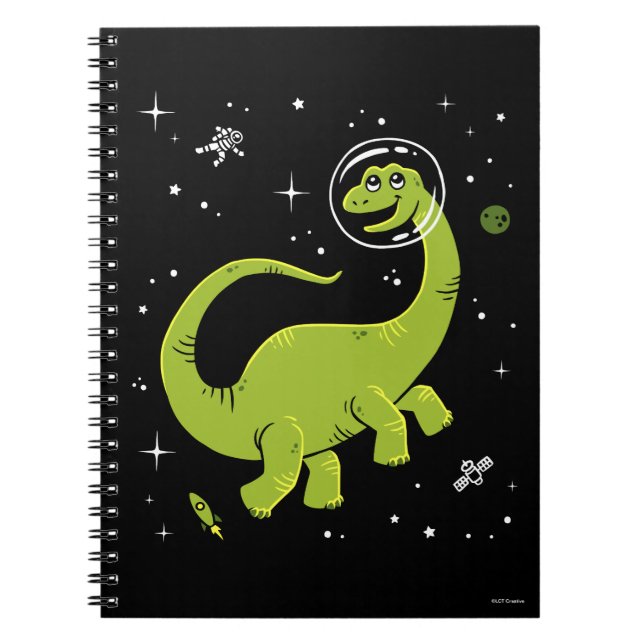 Grönt Brontosaurus Dinos in Space Anteckningsbok (Framsidan)