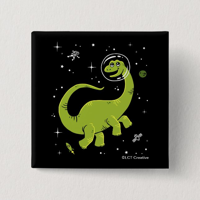 Grönt Brontosaurus Dinos in Space Knapp (Framsida)