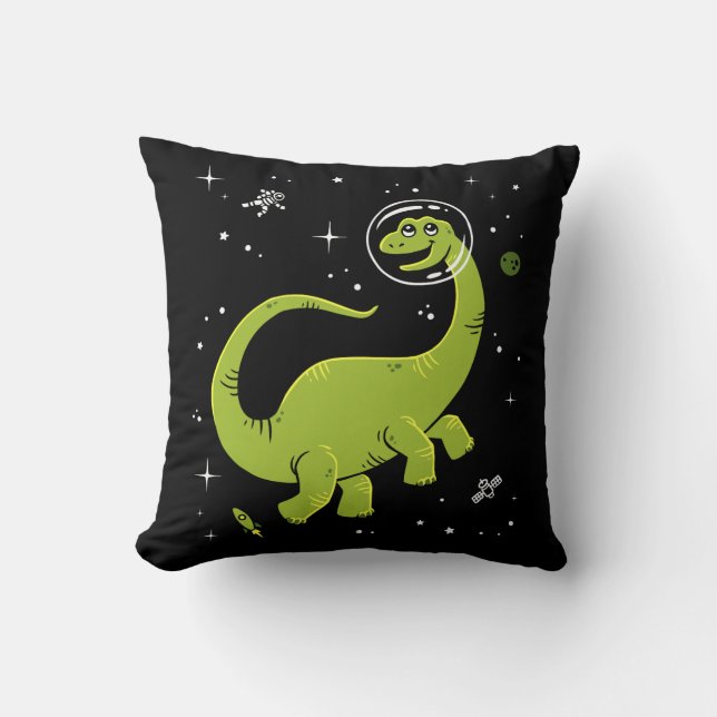 Grönt Brontosaurus Dinos in Space Kudde (Framsida)
