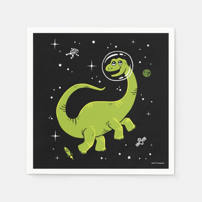 Grönt Brontosaurus Dinos in Space Pappersservett (Framsidan)
