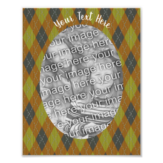 Grönt Brown Argyle Design Ram-mall - fotofil Fototryck (Framsidan)
